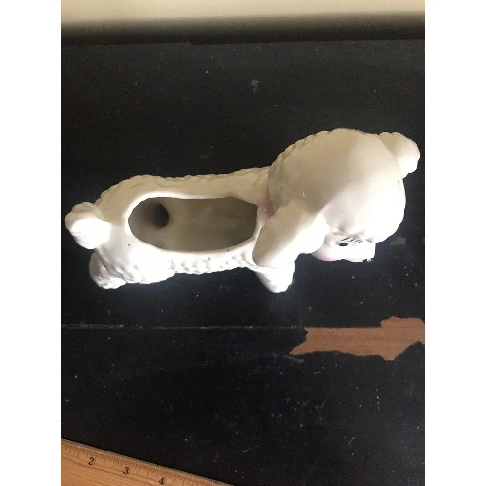 Vintage Ceramic Lamb/Sheep Baby Nursery/Easter Planter W/ Pink‎ Bow